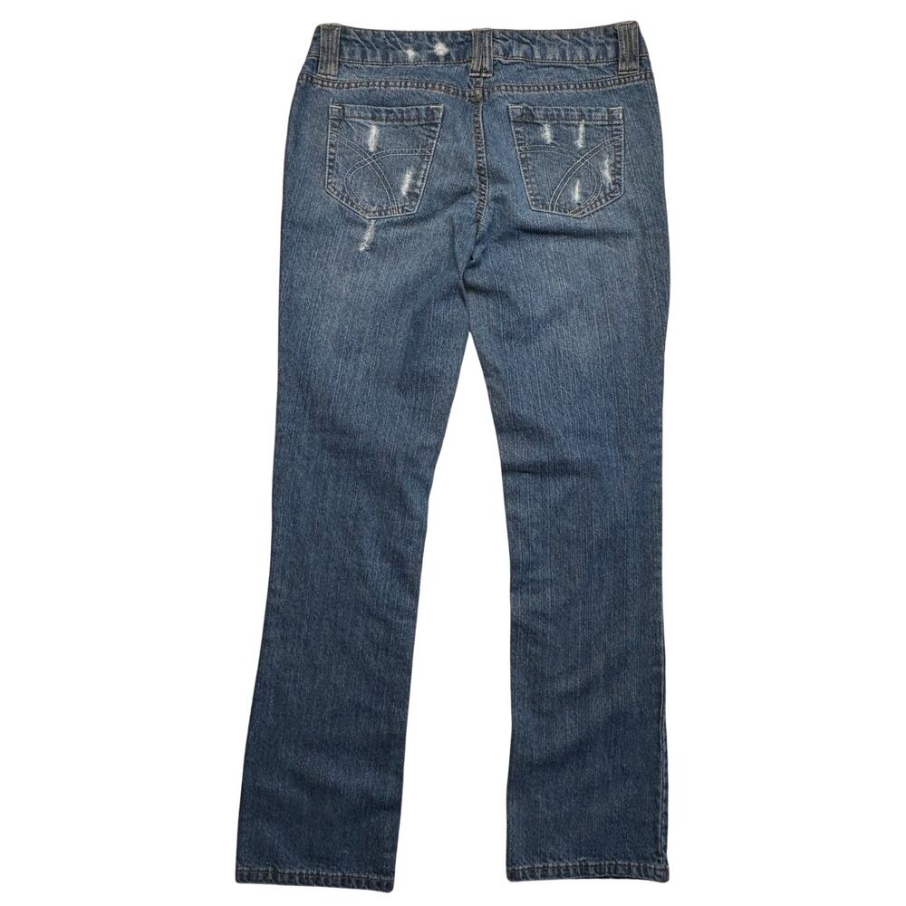 Yom Yom Jeans Womens 7 Straight Leg Distressed High Rise Cotton Medium Wash